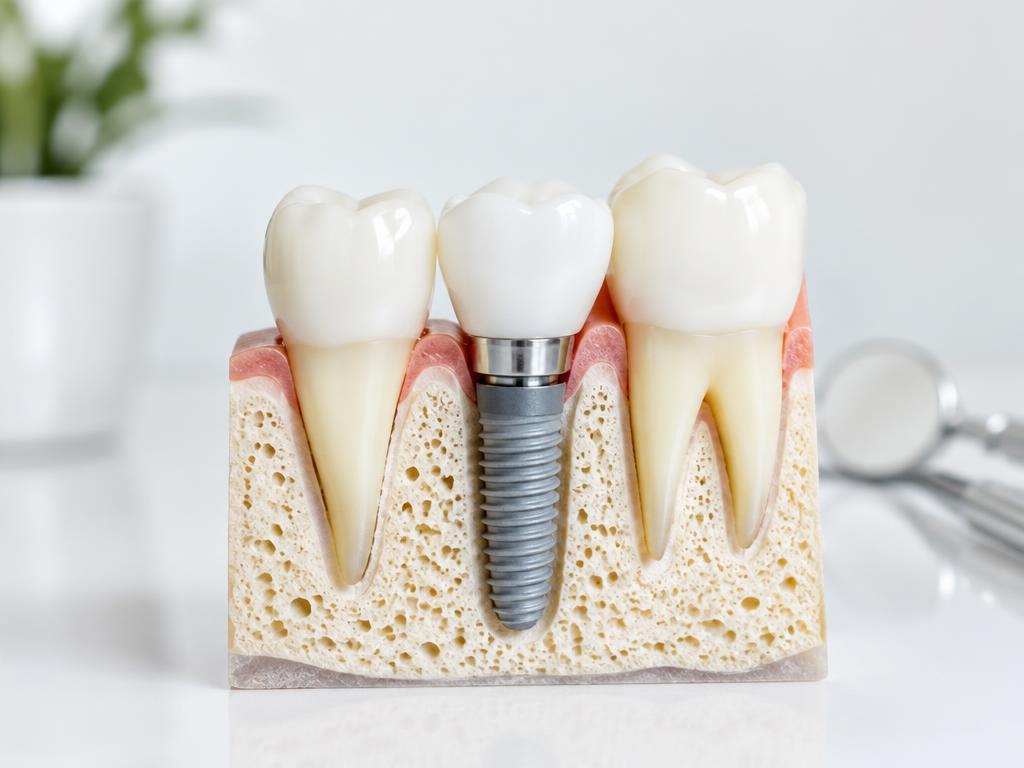 Single implant with crown